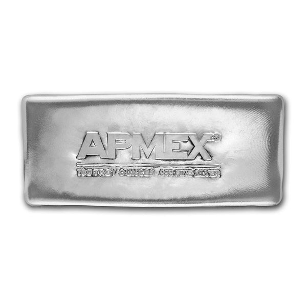 100 oz Cast-Poured Silver Bar - APMEX