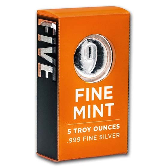 5 oz Cast-Poured Silver Bar - 9Fine Mint