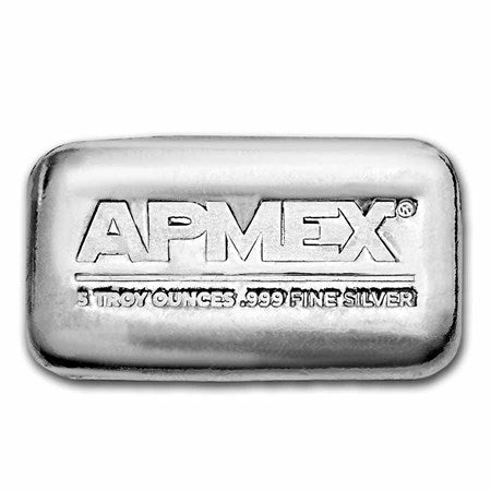 5 oz Cast-Poured Silver Bar - APMEX